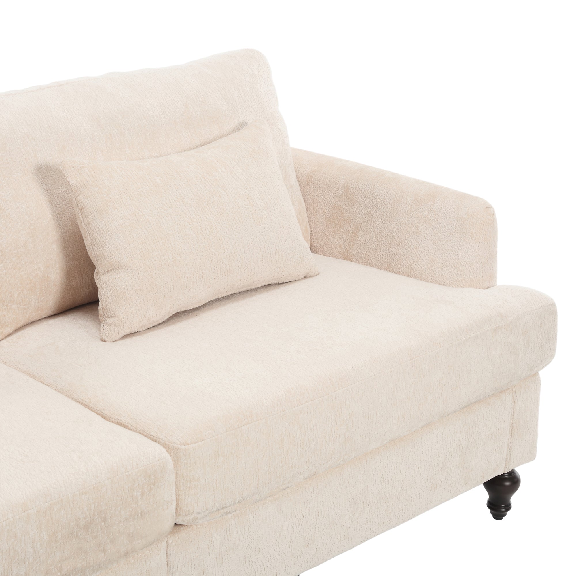 Mid Century Modern Chenille Fabric Loveseat Sofa