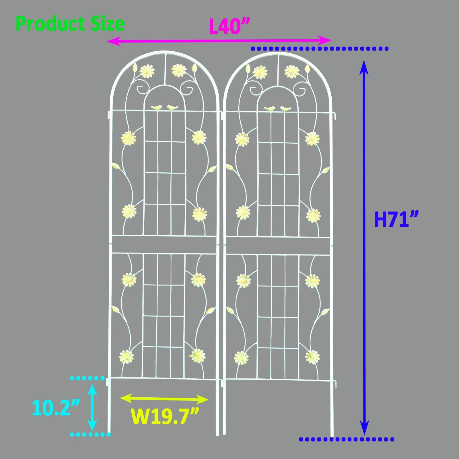 Metal Garden Trellis 71' x 19.7' Rustproof Trellis for Outdoor Flower Support