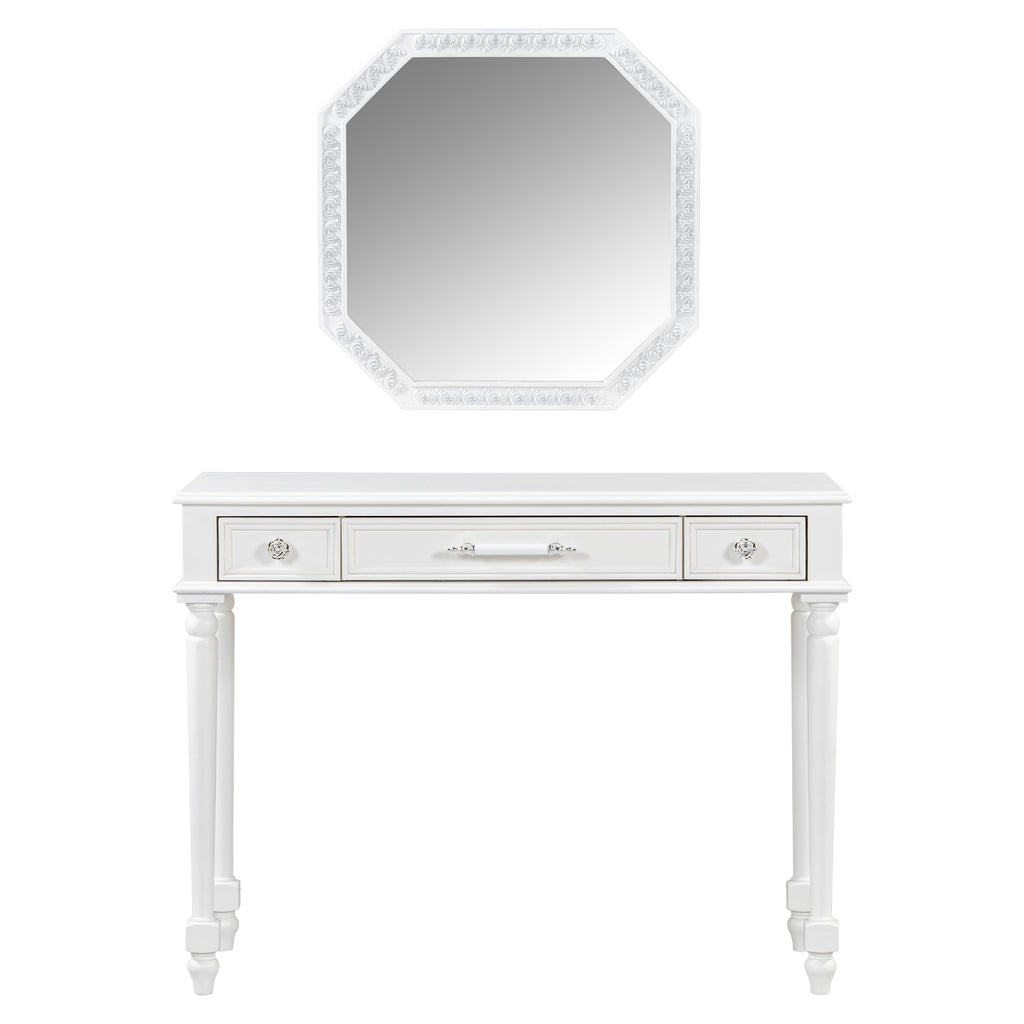 Retro Makeup Desk with Large Mirror
