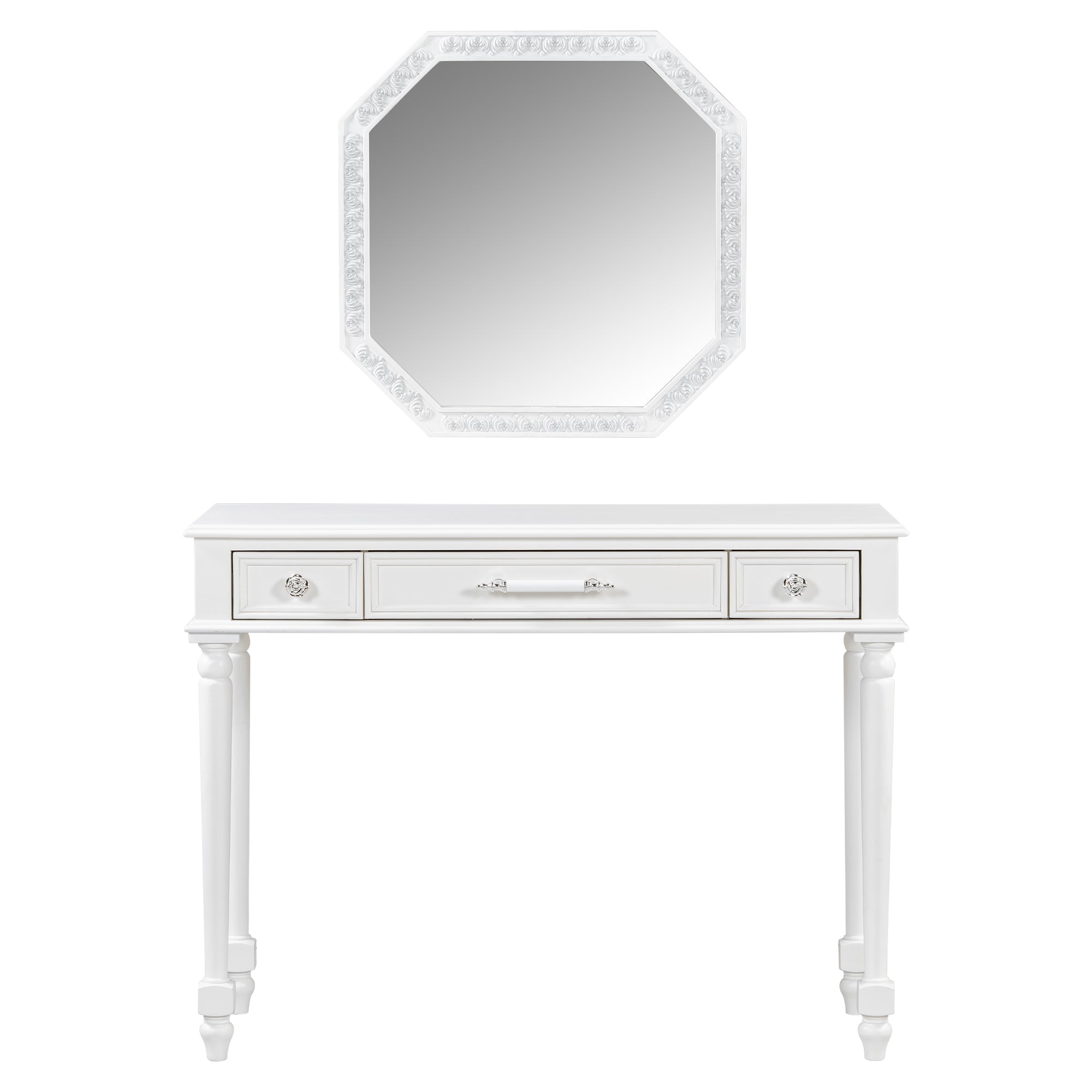 Retro Makeup Desk with Large Mirror