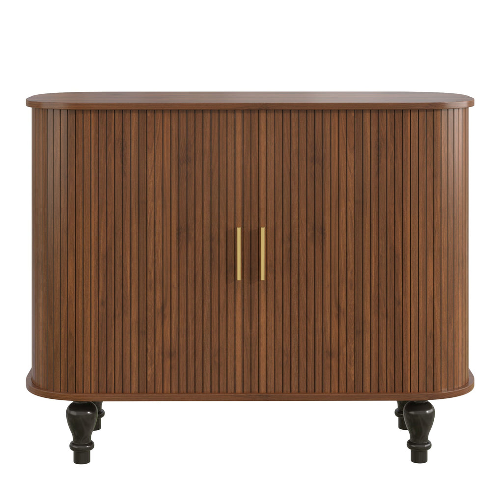 39" Fluted Liquor and Coffee Bar Cabinet with Wine Racks Glass Holders Storage