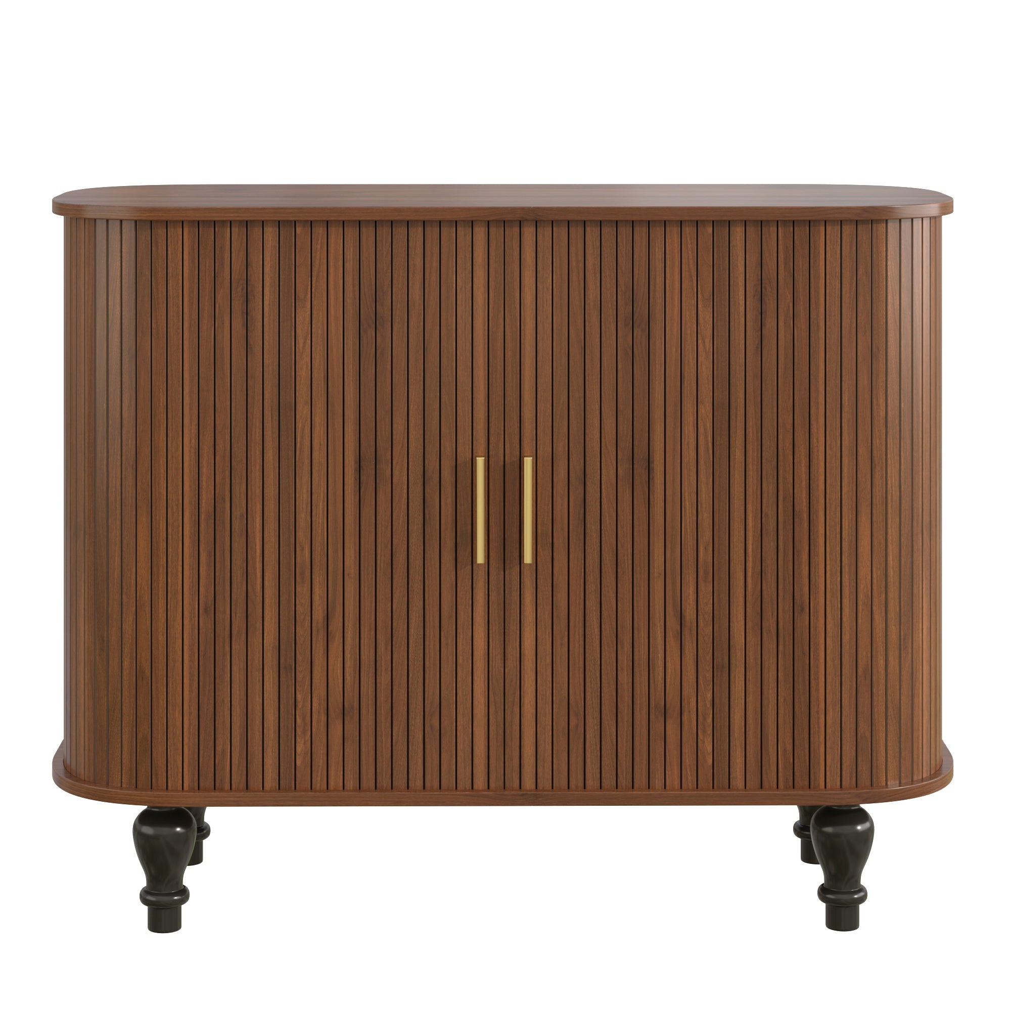 39" Fluted Liquor and Coffee Bar Cabinet with Wine Racks Glass Holders Storage