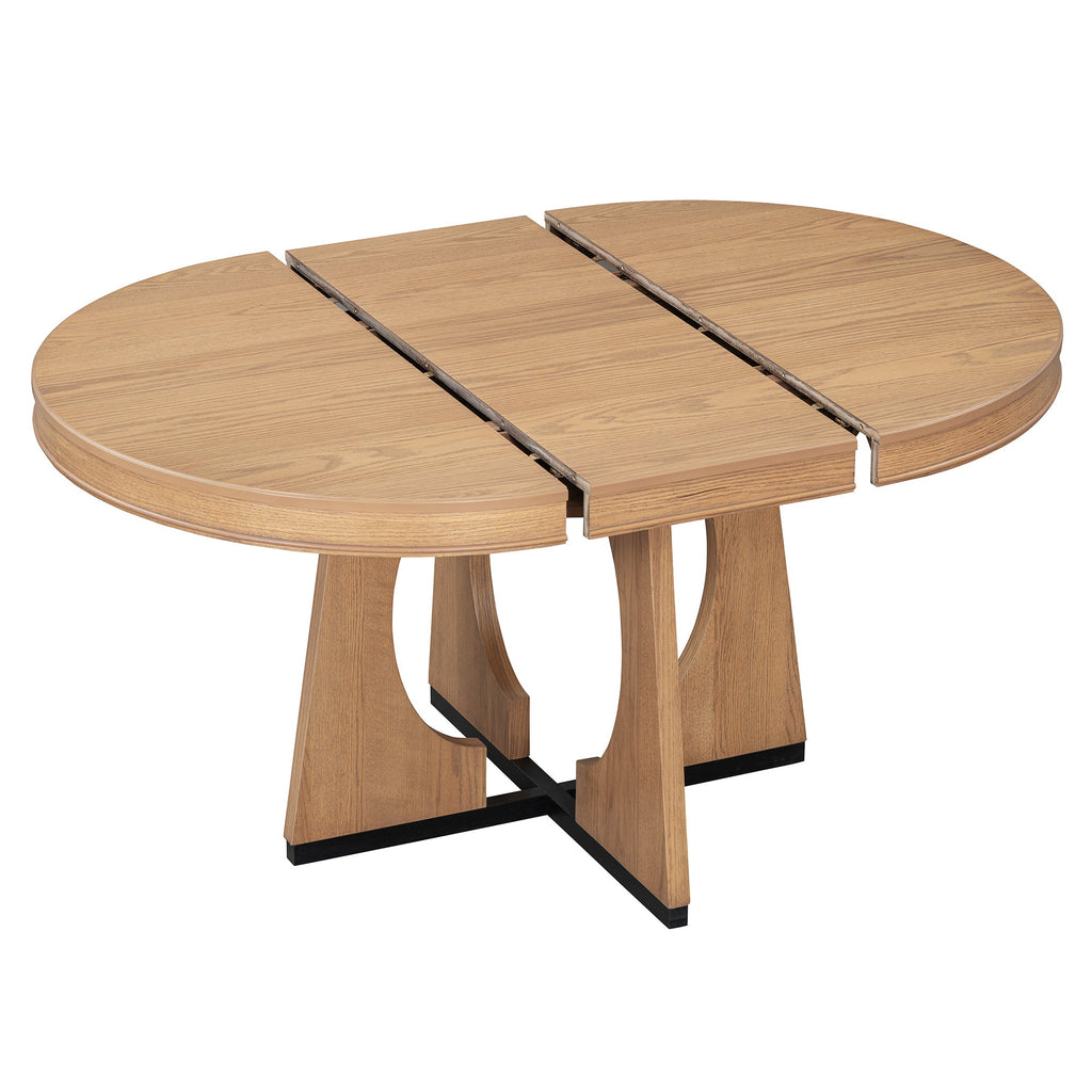 5-Piece Retro Extendable Dining Table Set with 16" Removable Leaf