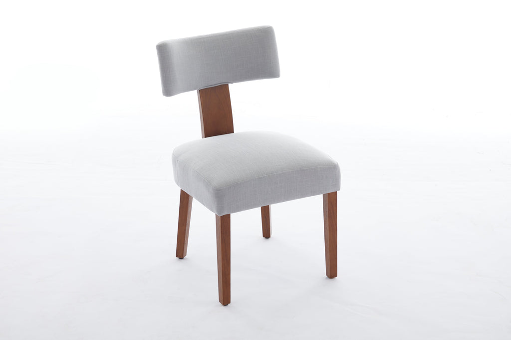 2Pcs  Modern Armless Dining Chairs With Curved Wingback and Solid Wooden Legs