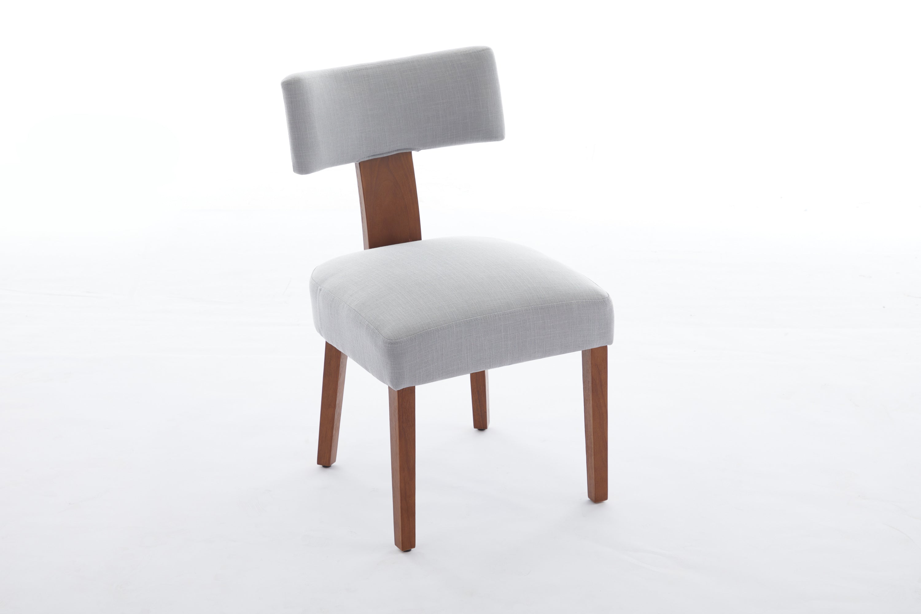 2Pcs  Modern Armless Dining Chairs With Curved Wingback and Solid Wooden Legs
