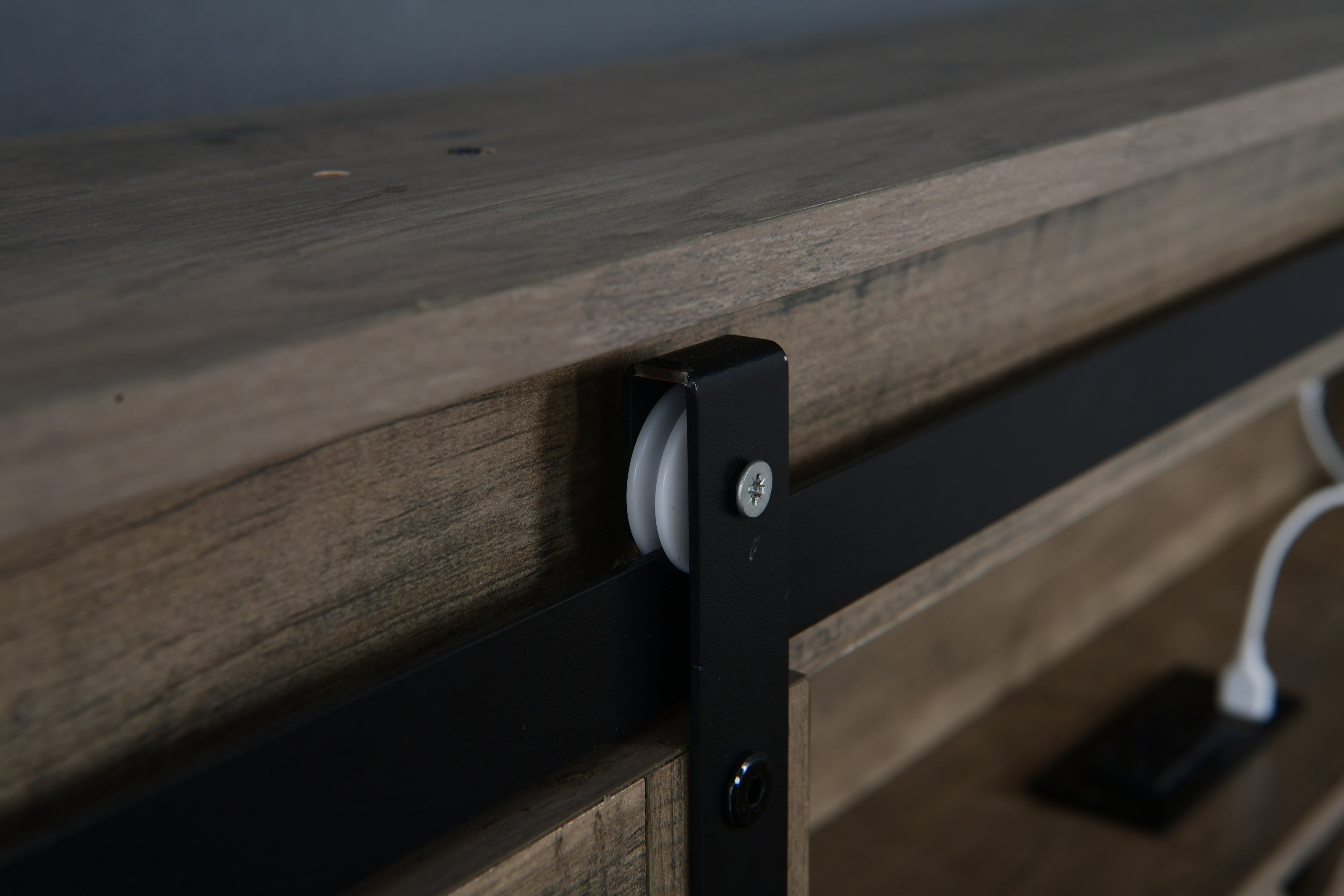 Farmhouse Bed Frame Queen Size with LED Lights and Charging Station