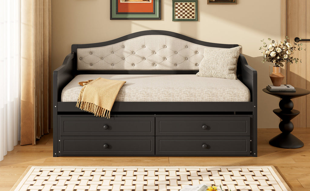 Wooden Twin Sofa Bed with Trundle