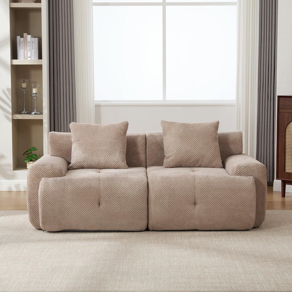 73' Sectional Cloud Convertible Floor Couch with 2 Pillows