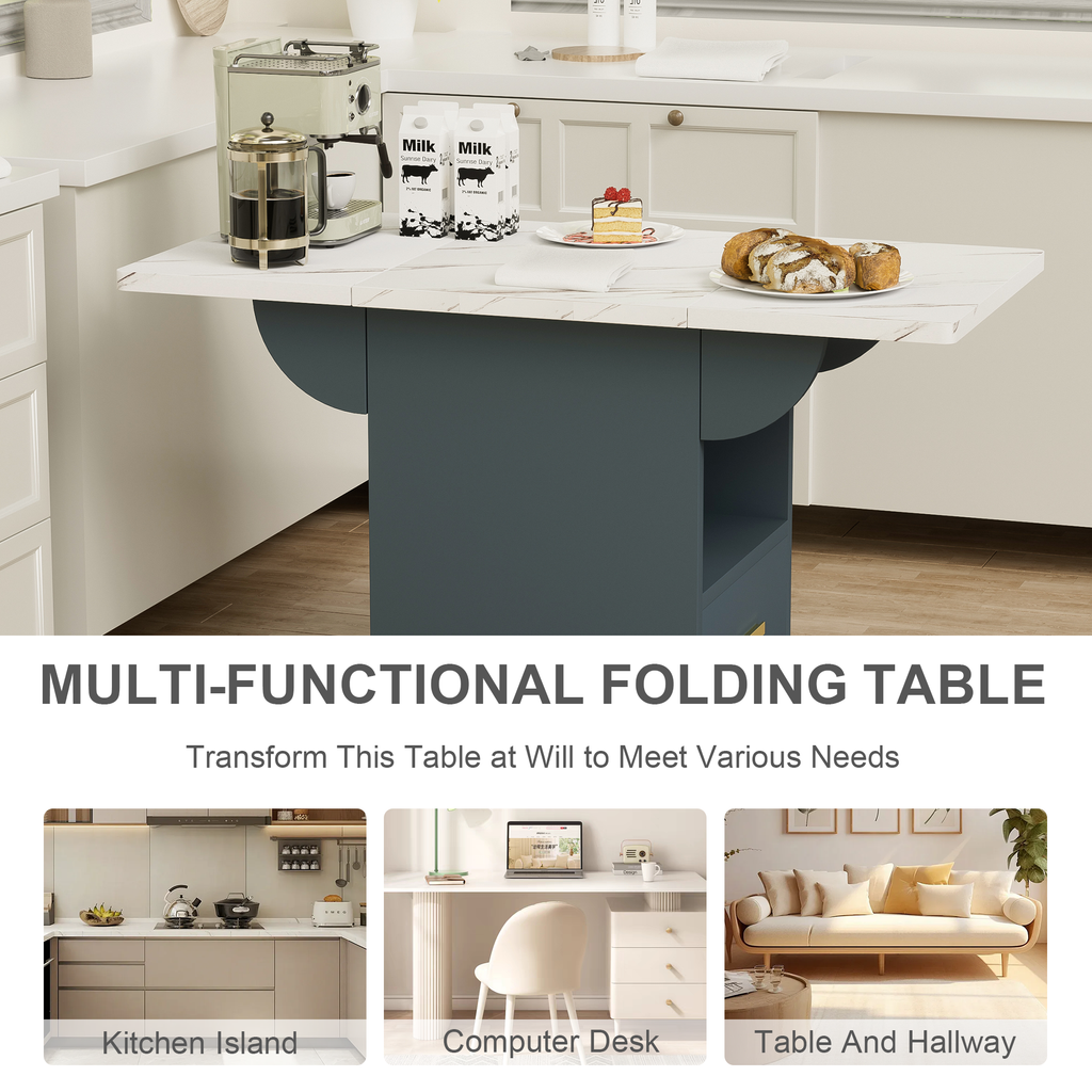 Versatile Wood Folding Dining Table with Wheels