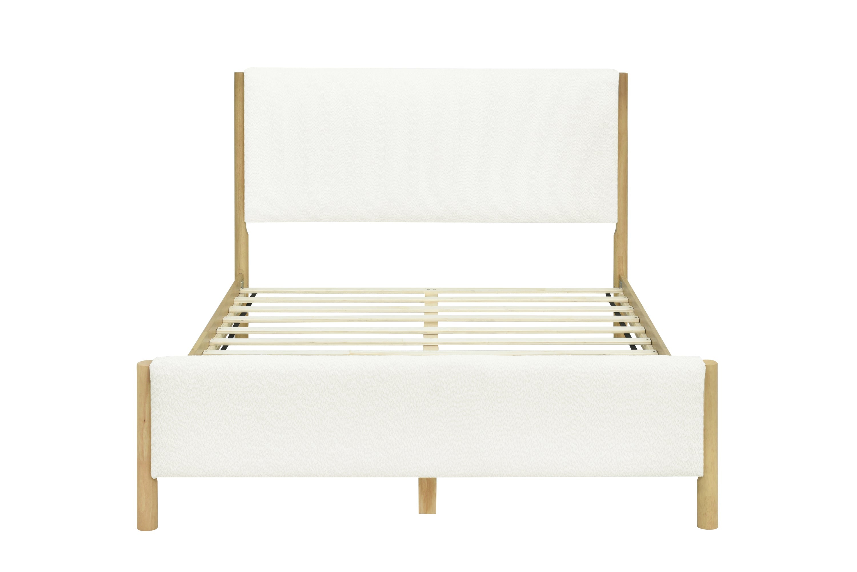 Modern White Boucle Upholstered Bed
