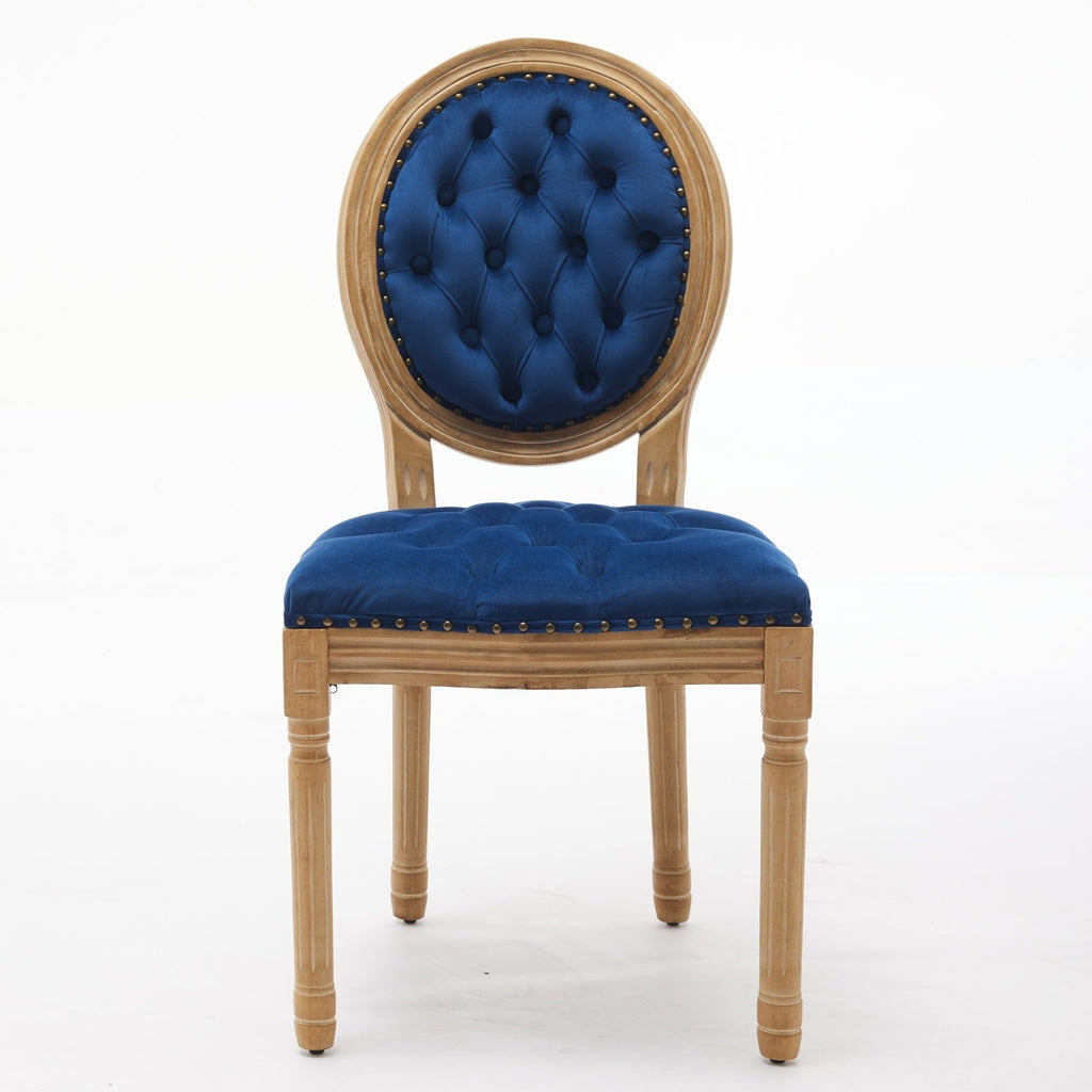 French Style Solid Wood Frame Velvet Dining Chairs (Set of 2)