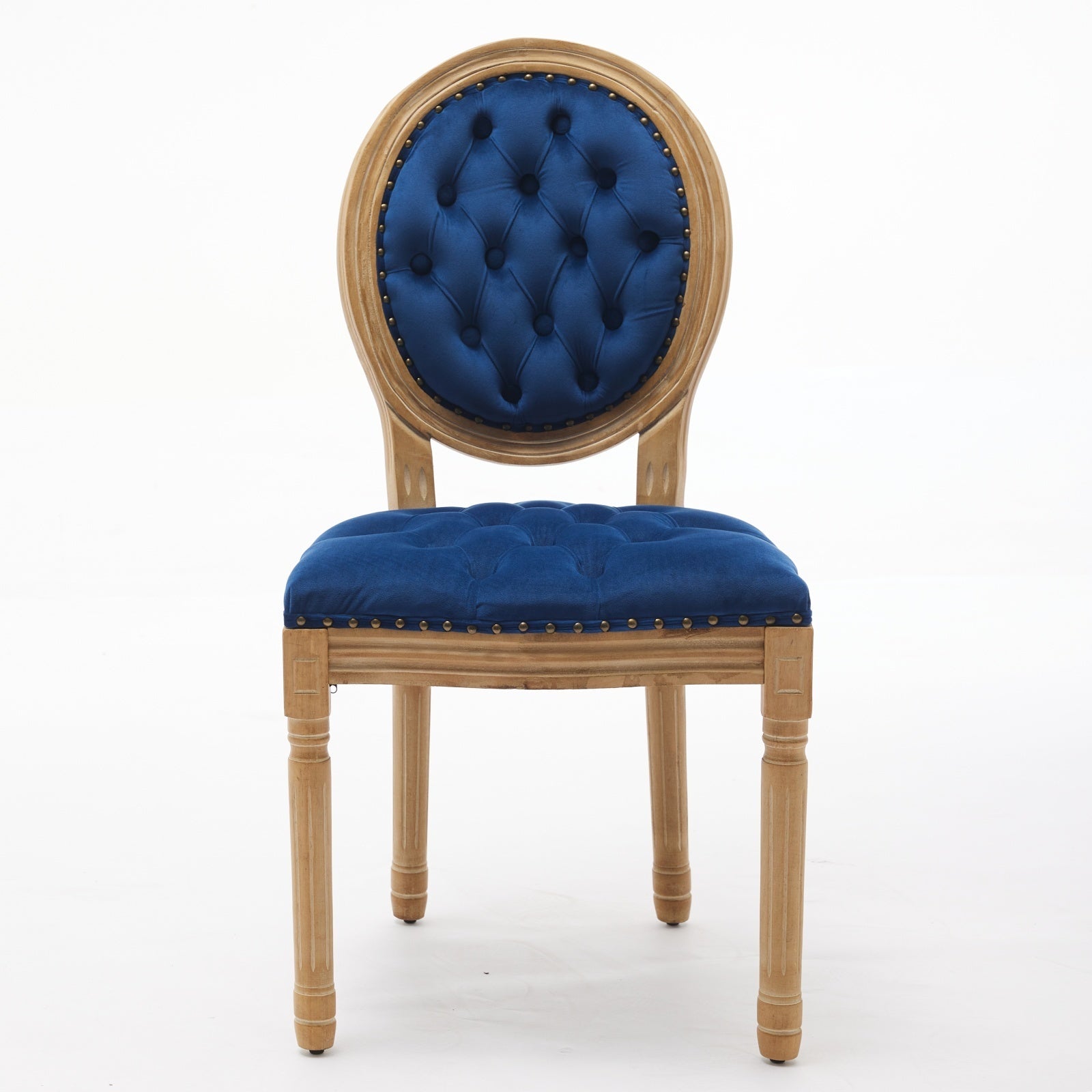 French Style Solid Wood Frame Velvet Dining Chairs (Set of 2)