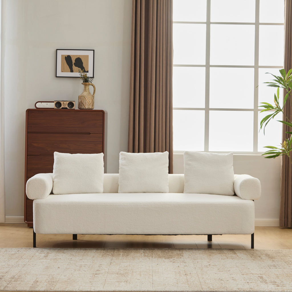 78' Modern Upholstered Sofa with 3 Plush Pillows