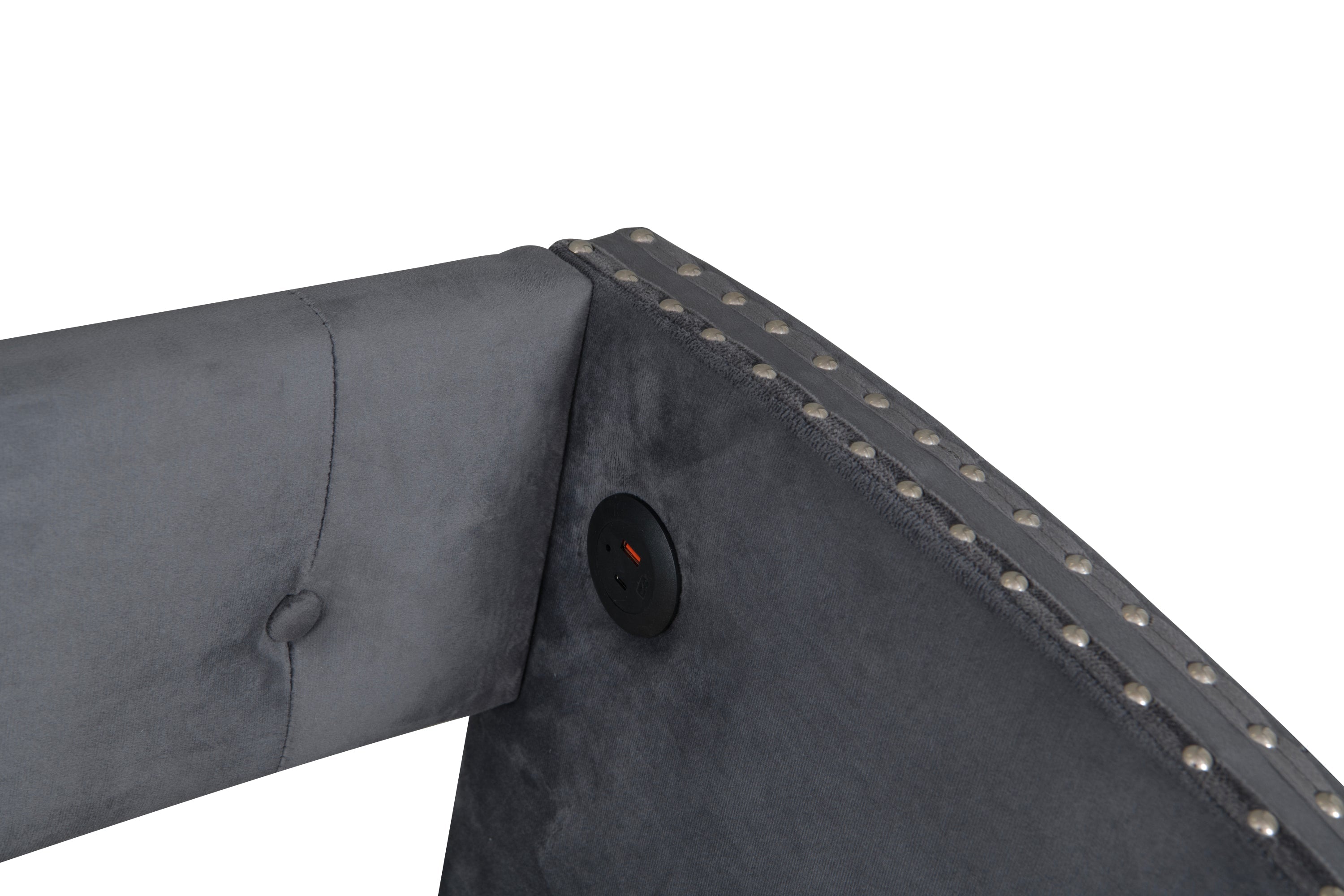 Twin Size Upholstered Daybed with Trundle and USB Charging Design