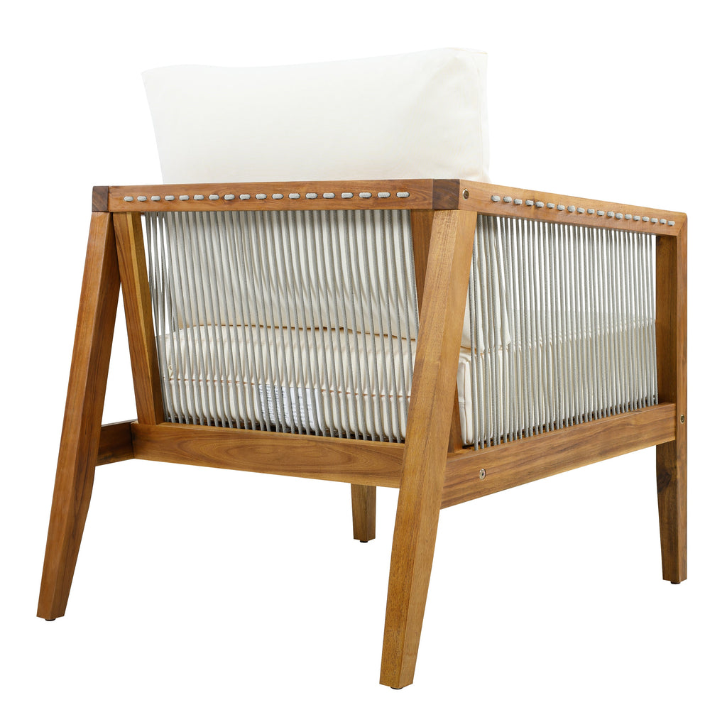 1PC/2PCS Acacia Wood Frame Outdoor Club Chair with Water-Repellent Cushions