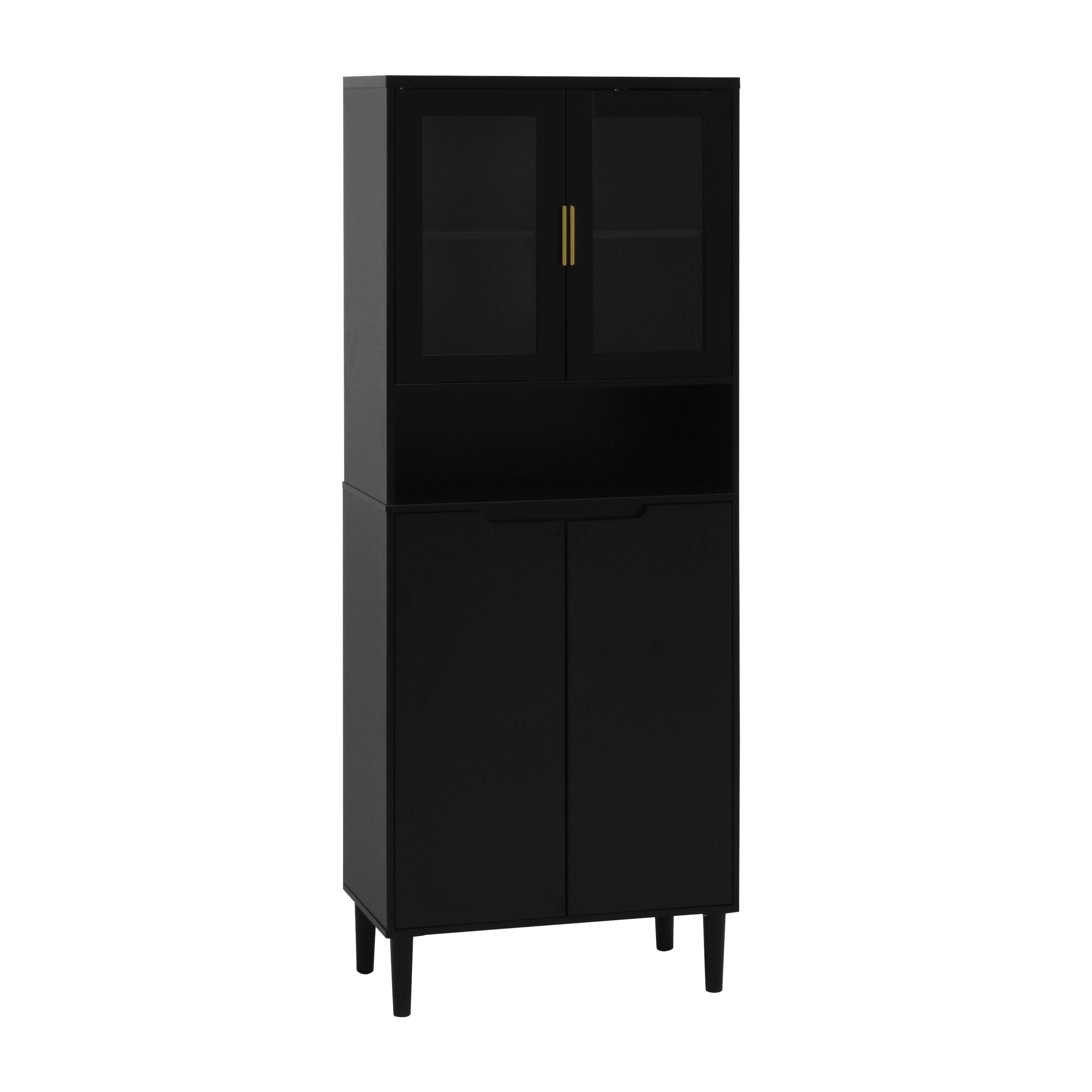 Tempered Glass Door Tall Storage Bookcase
