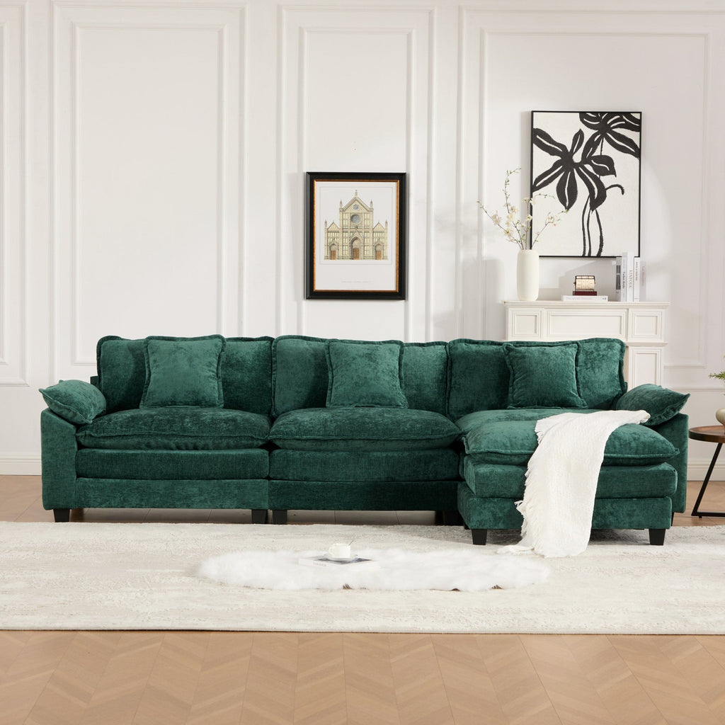 Modern Comfy Upholstered Seat Cushion Sectional Couch (Ottoman is Not Included)