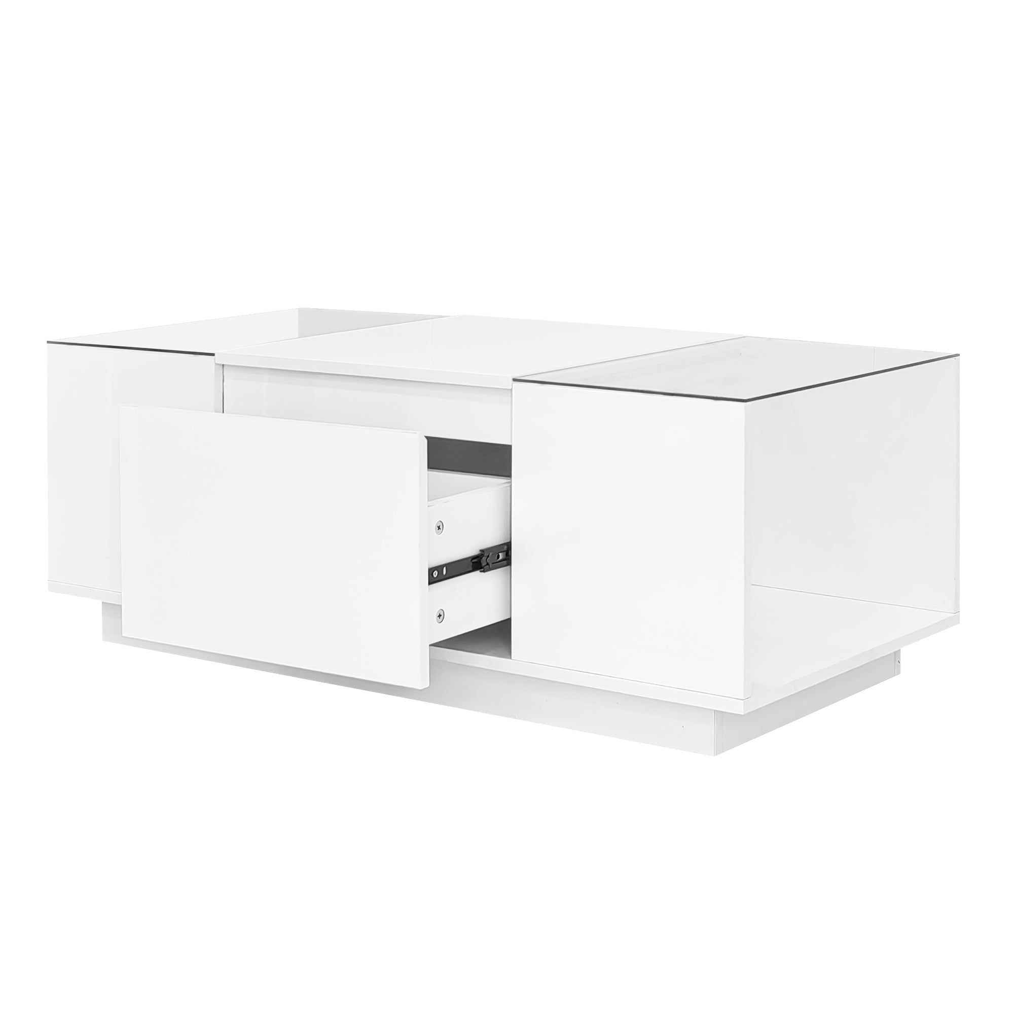 Modern LED Coffee Table with High-Gloss Finish and Glass Tabletop