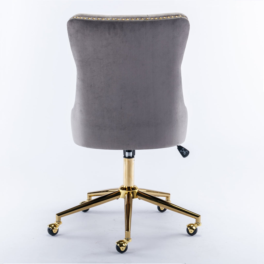 Adjustable Velvet Upholstered Tufted Button Home Office Chair