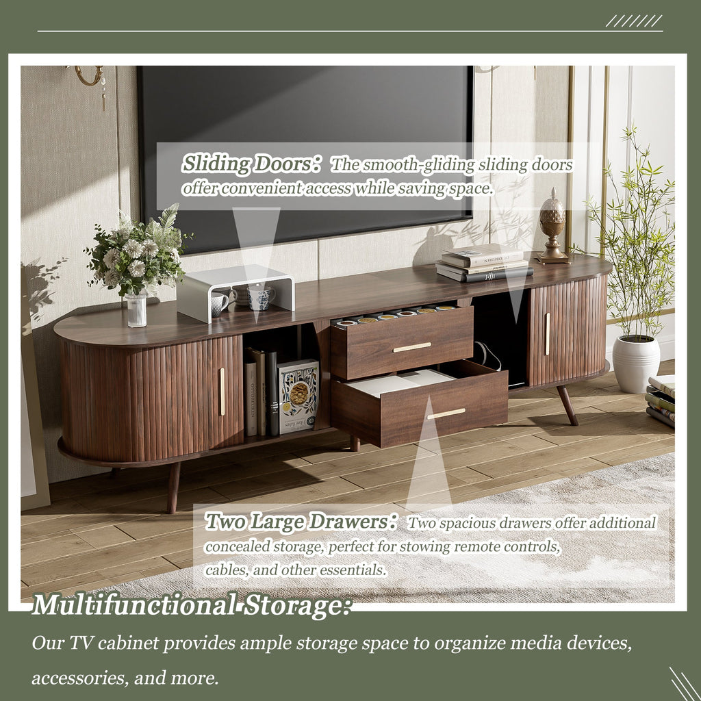 Mid-Century Modern TV Stand for 80' TV