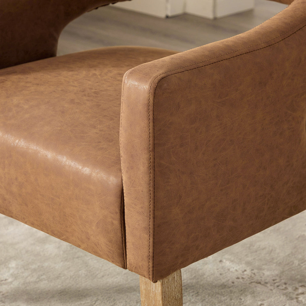 Modern Mid-Century PU Upholstered Open Back Armchair