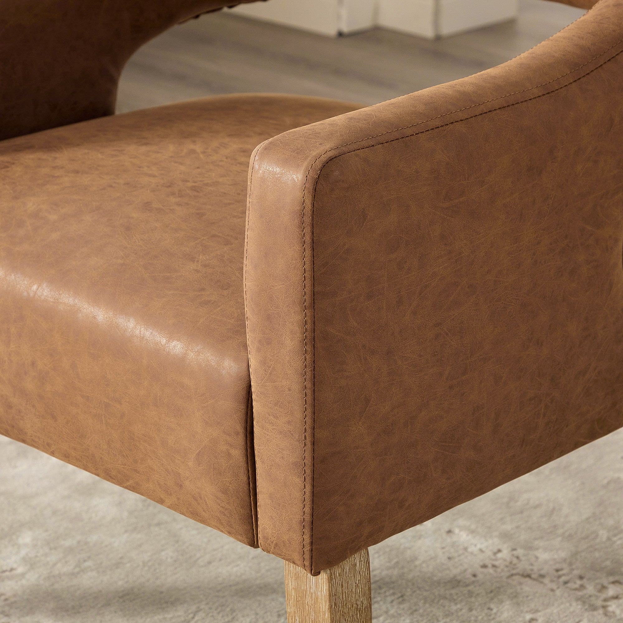Modern Mid-Century PU Upholstered Open Back Armchair