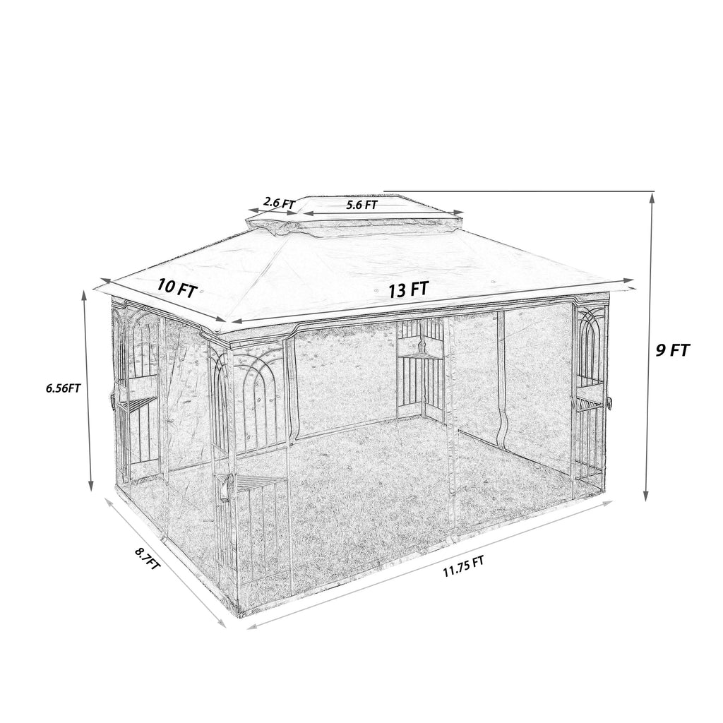 Patio Gazebo Tent with Ventilated Double Roof and Mosquito Net for Backyard or Garden