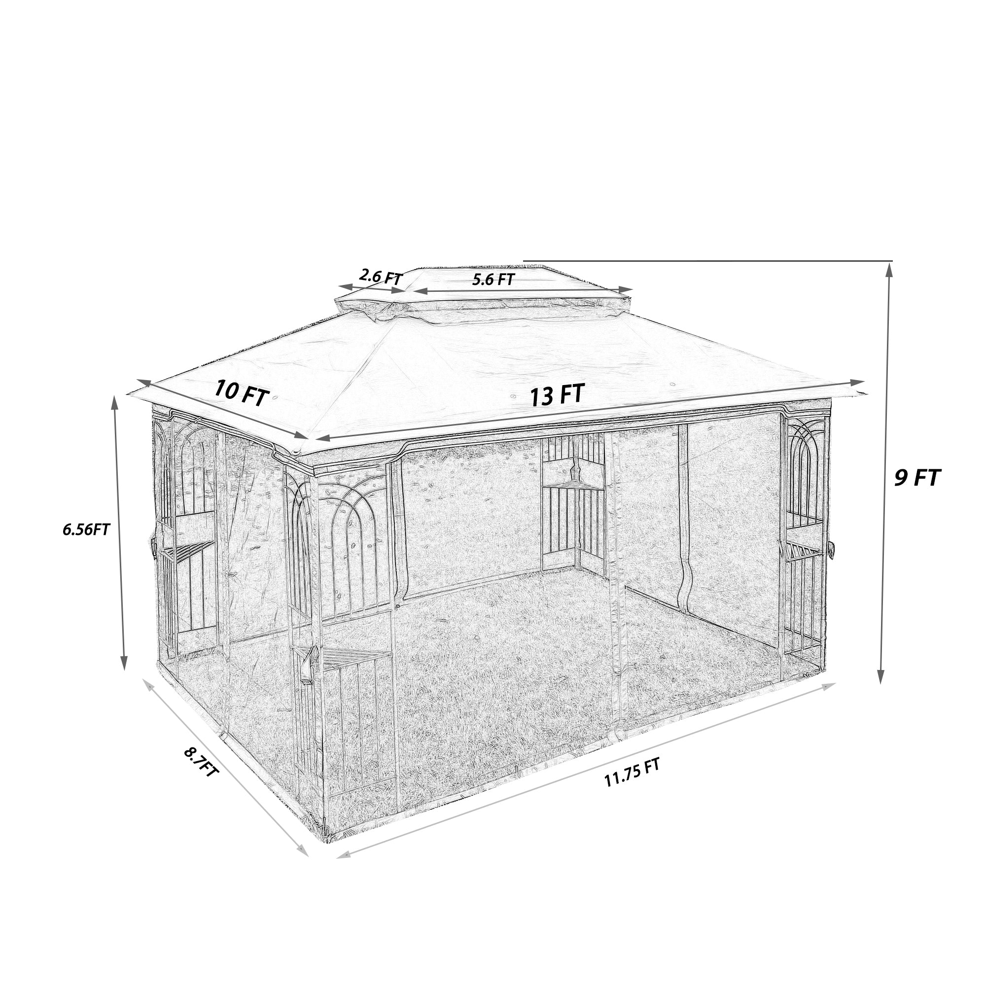 Patio Gazebo Tent with Ventilated Double Roof and Mosquito Net for Backyard or Garden