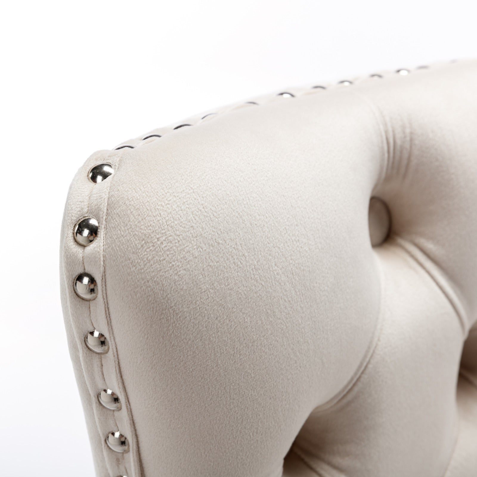 Luxury Elegant Nailhead Trim Tufted Velvet Bar Stools (Set of 2)