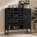 44.49' Black Woven Door Accent Cabinets
