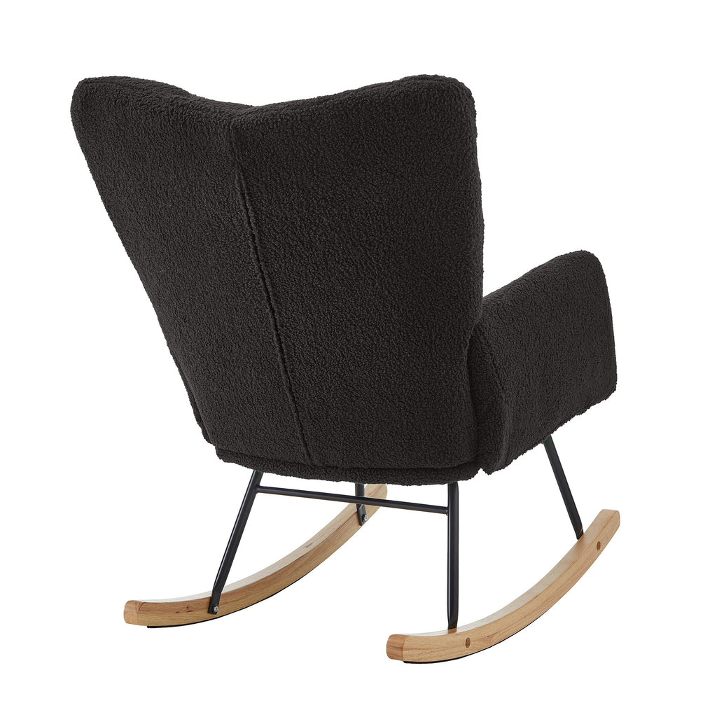 Tufted Upholstered Teddy Fabric Glider Rocking Chair
