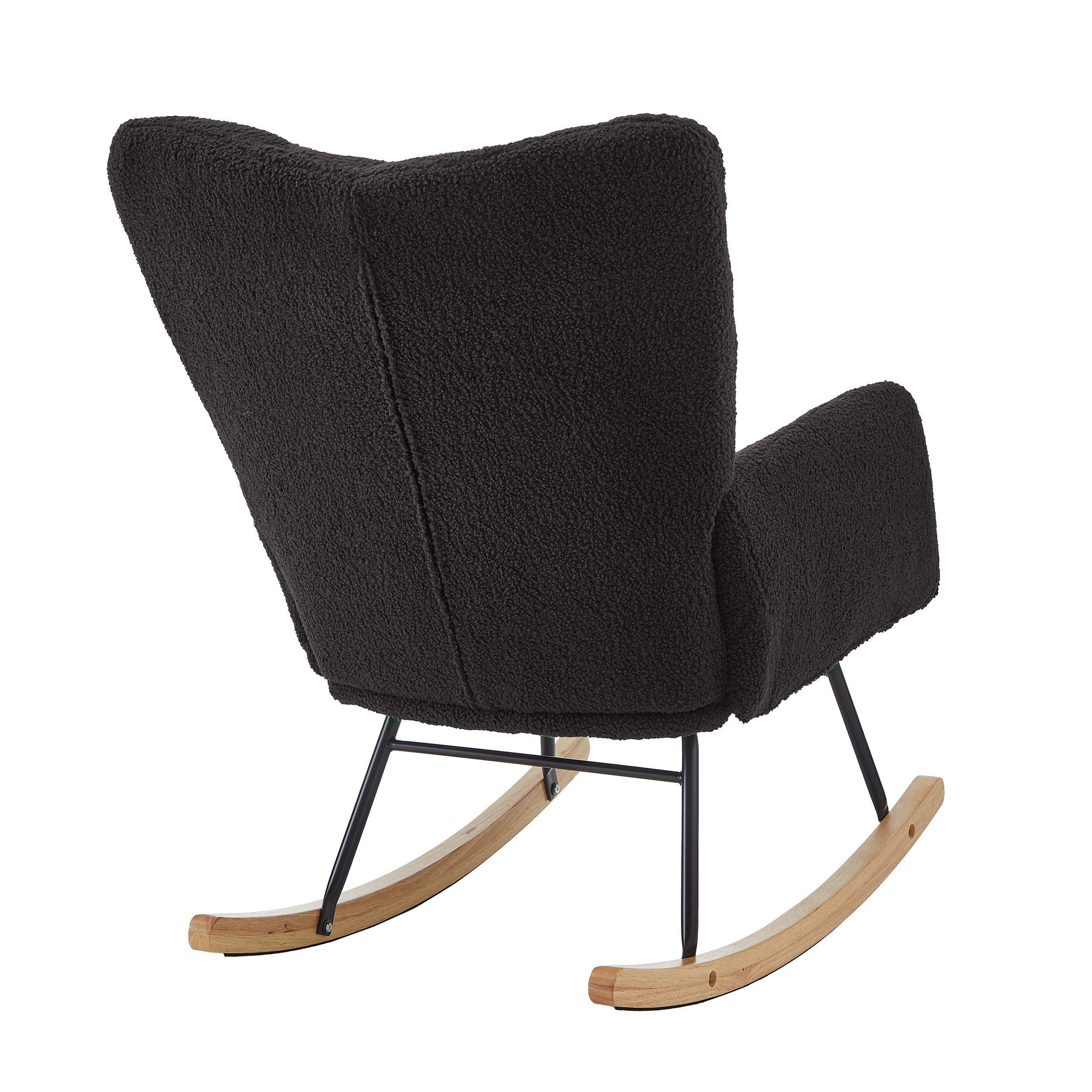 Tufted Upholstered Teddy Fabric Glider Rocking Chair
