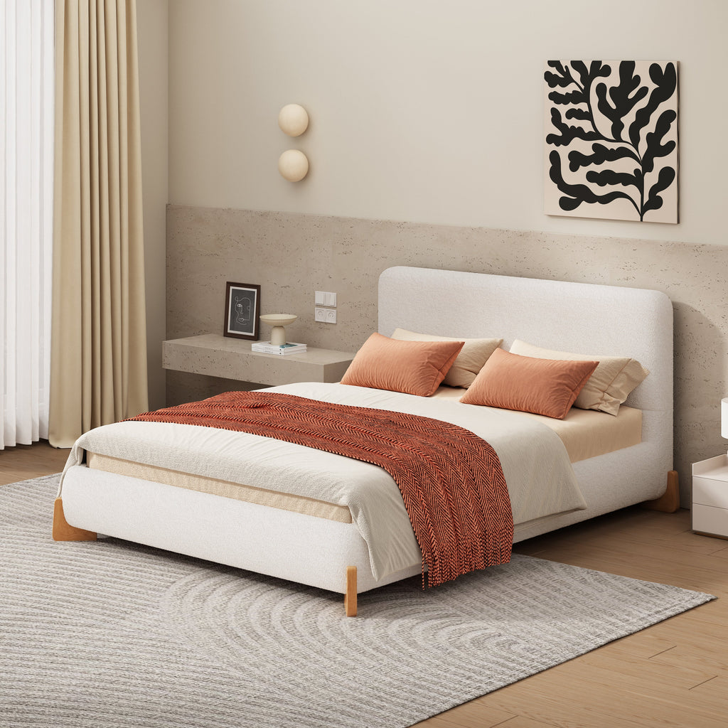 Elegant Boucle Upholstered Bed