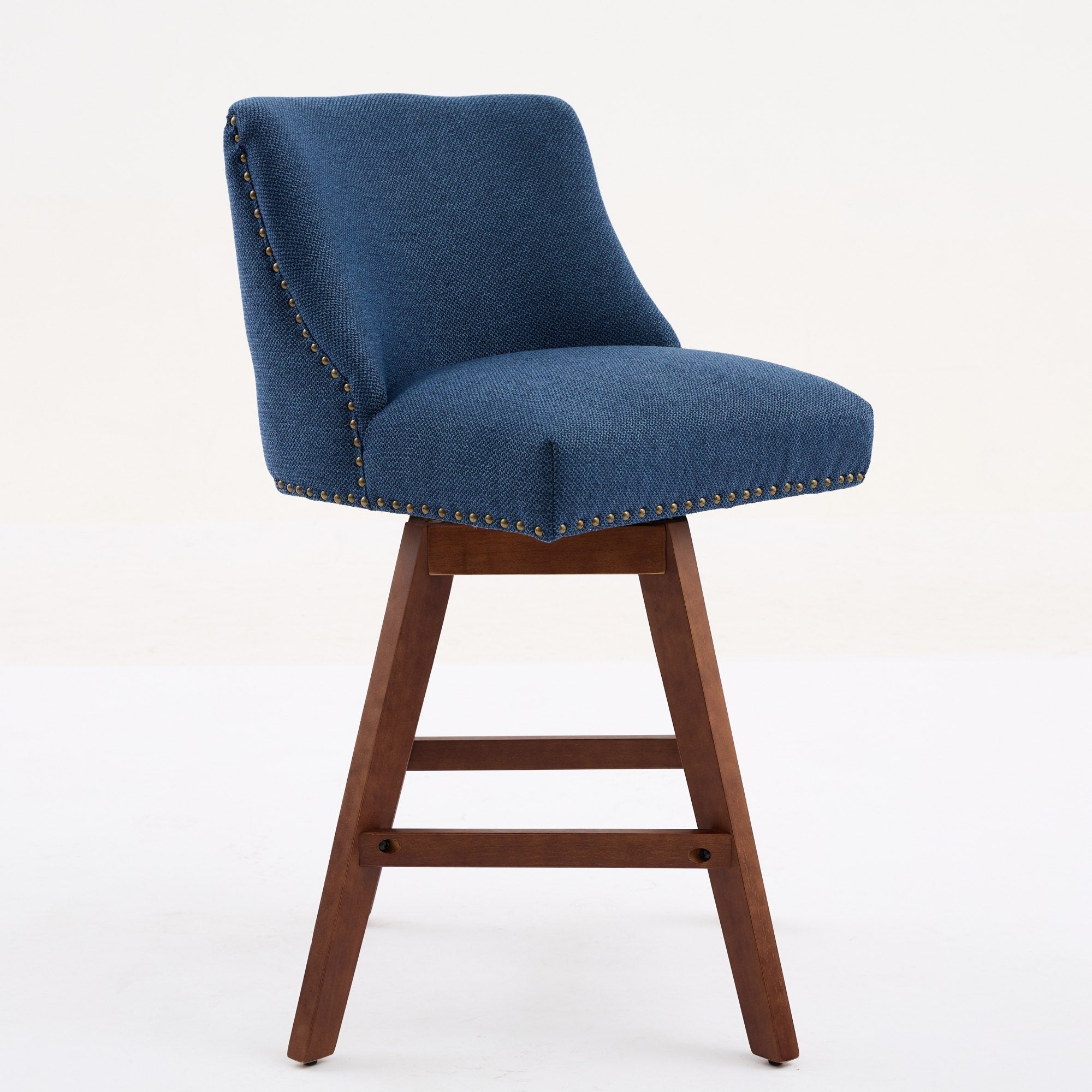 Upholstered Swivel Counter Height Bar Stools with Nailhead Trim (Set of 2)