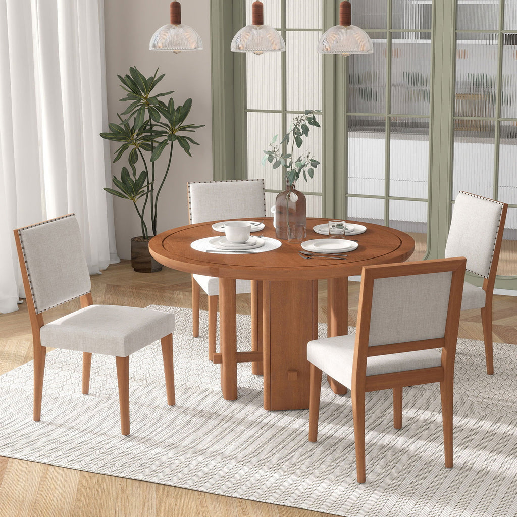 Minimalist Farmhouse Round Dining Table Set