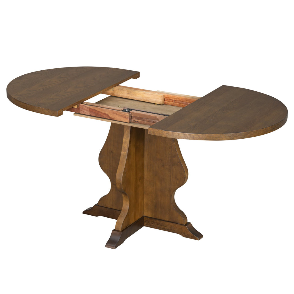 5-Piece Farmhouse Extendable Dining Table Set with 4 Upholstered Chairs