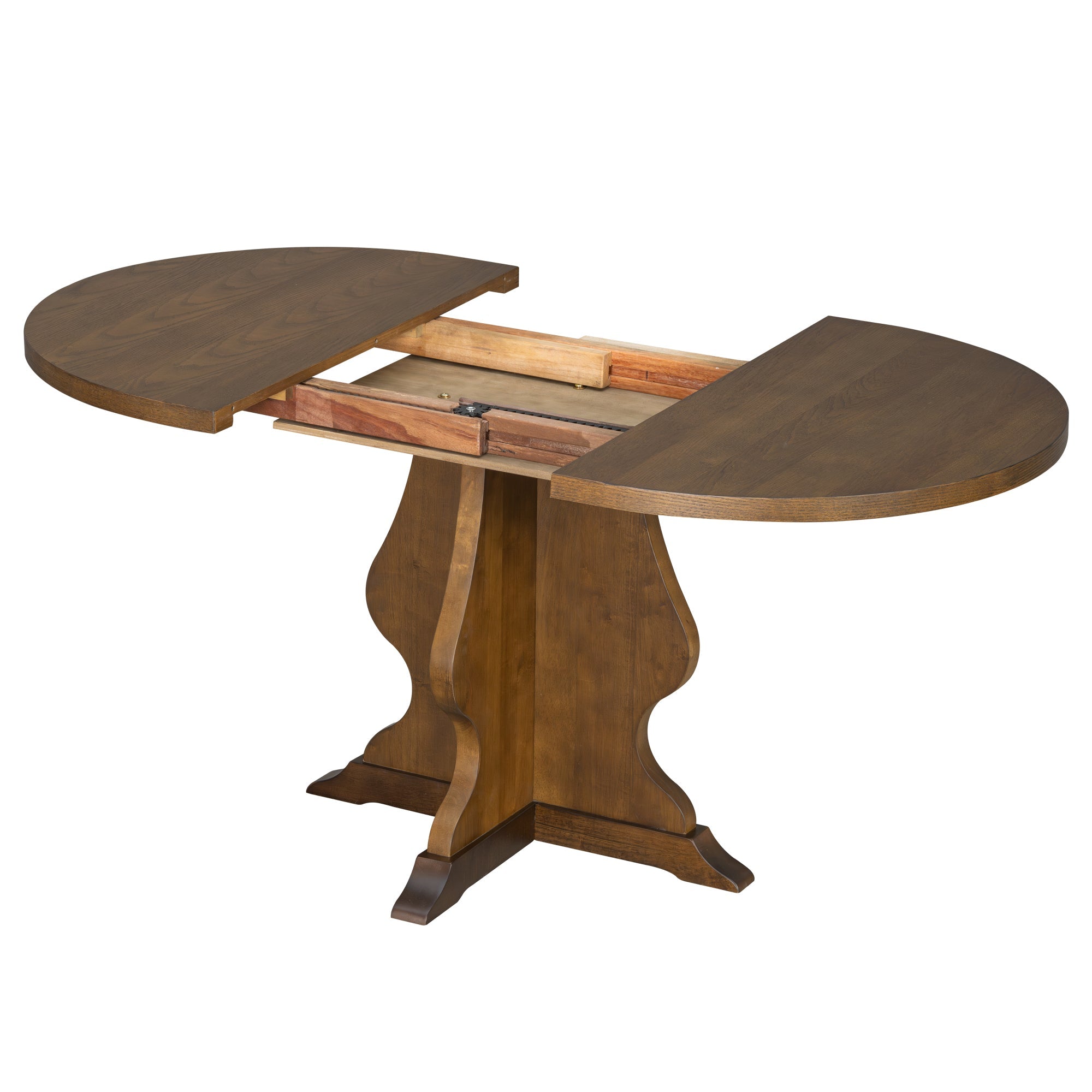 5-Piece Farmhouse Extendable Dining Table Set with 4 Upholstered Chairs