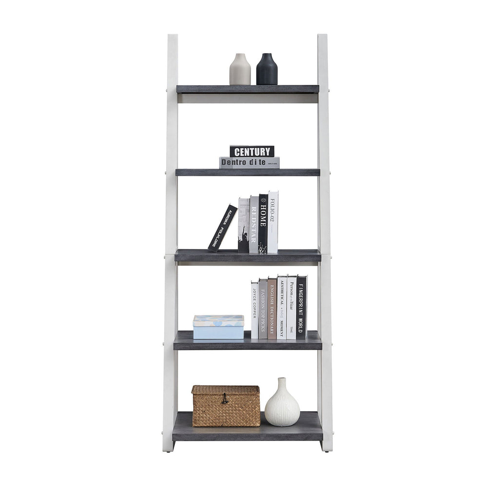 5-Tier Storage Rack Bookshelf with Rubber Wood Frame