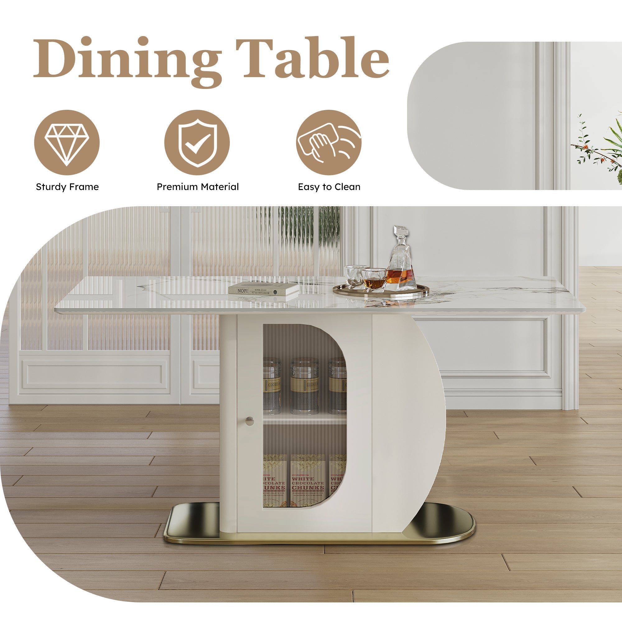 63' Modern Dining Table for 4-6 People