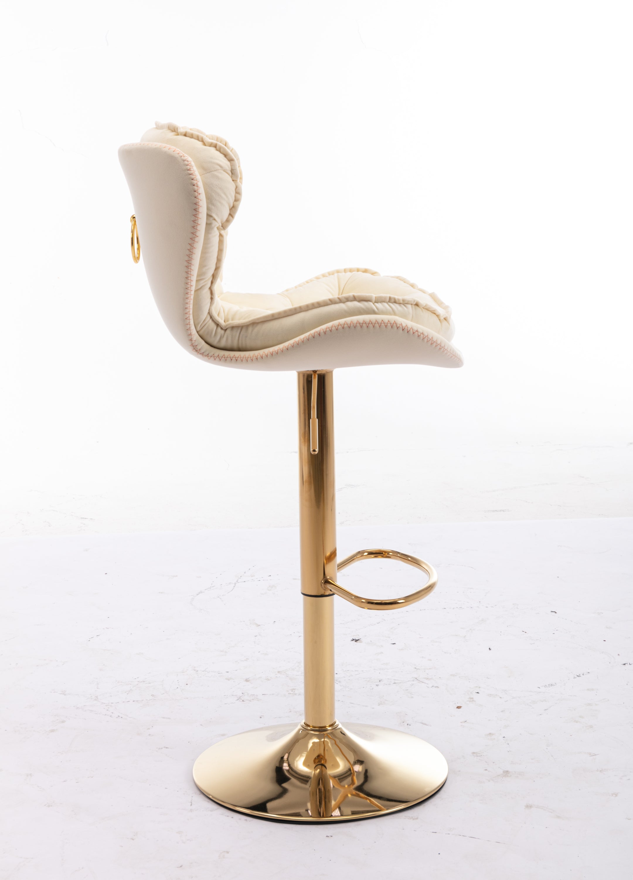 Velvet Bar Stools Set of 2 - Gold Base Adjustable Swivel Counter