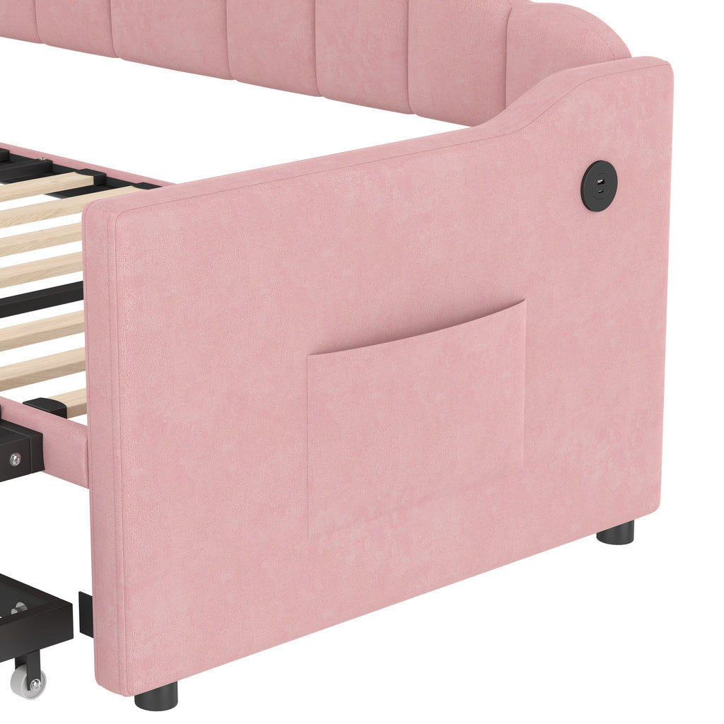 Upholstered Twin Size Daybed with Adjustable Height