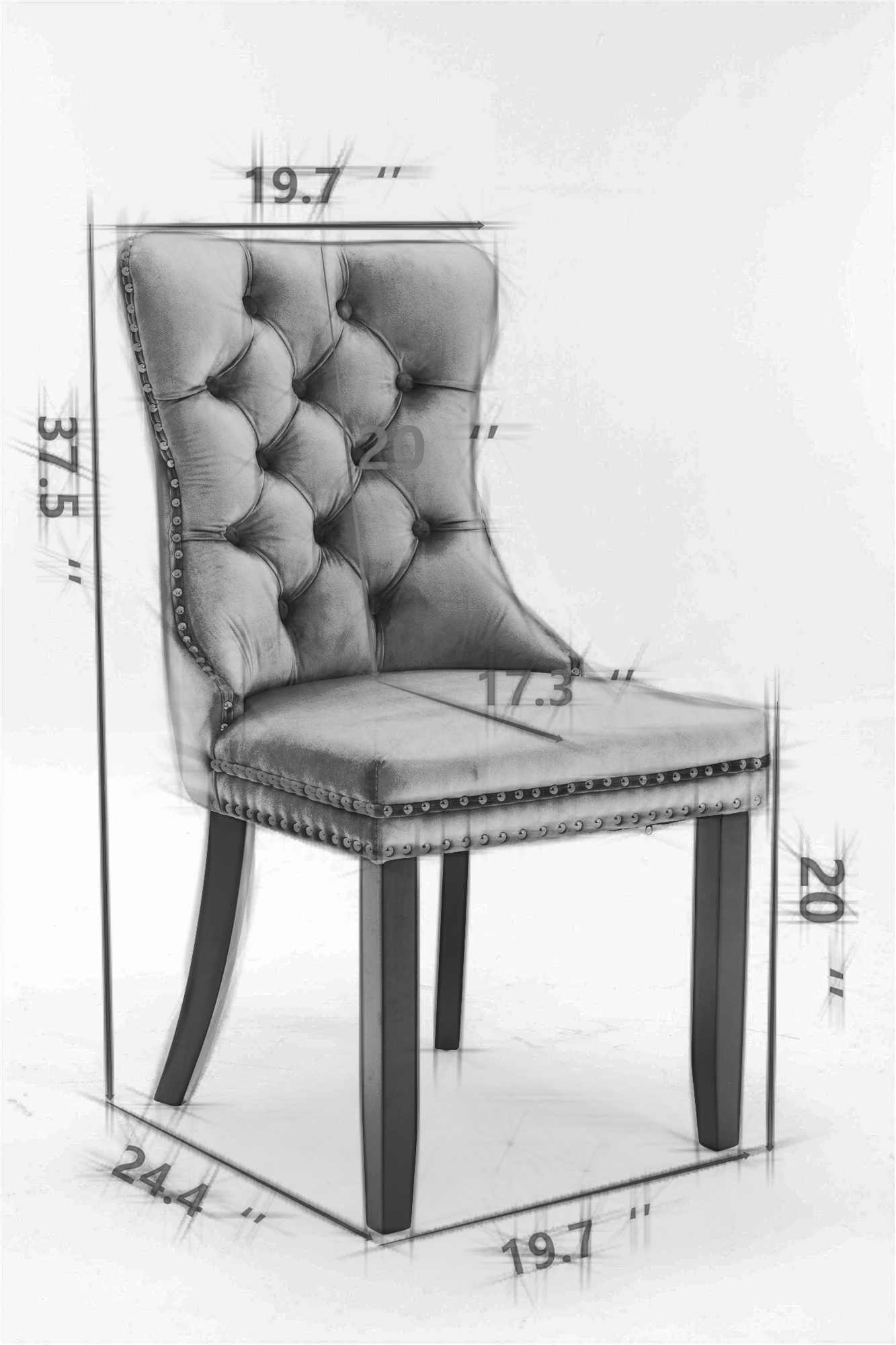 Tufted Solid Wood PU Upholstered Dining Chair with Wood Legs (Set of 2)