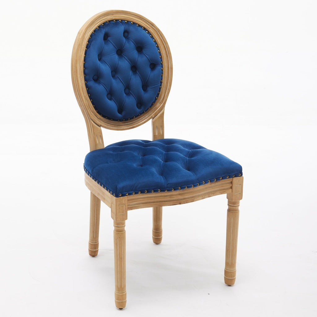 French Style Solid Wood Frame Velvet Dining Chairs (Set of 2)