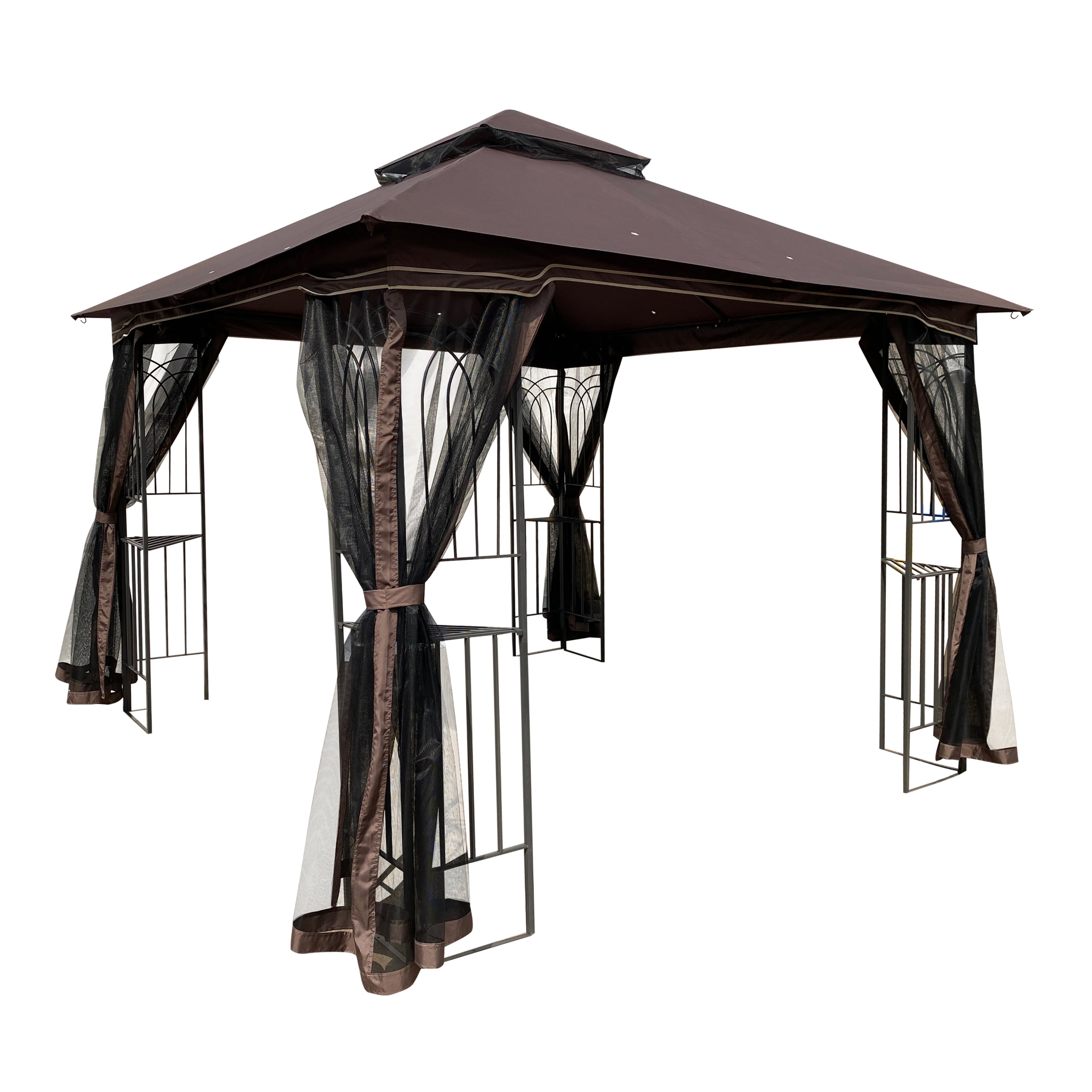 Patio Gazebo Tent with Ventilated Double Roof and Mosquito Net for Backyard or Garden