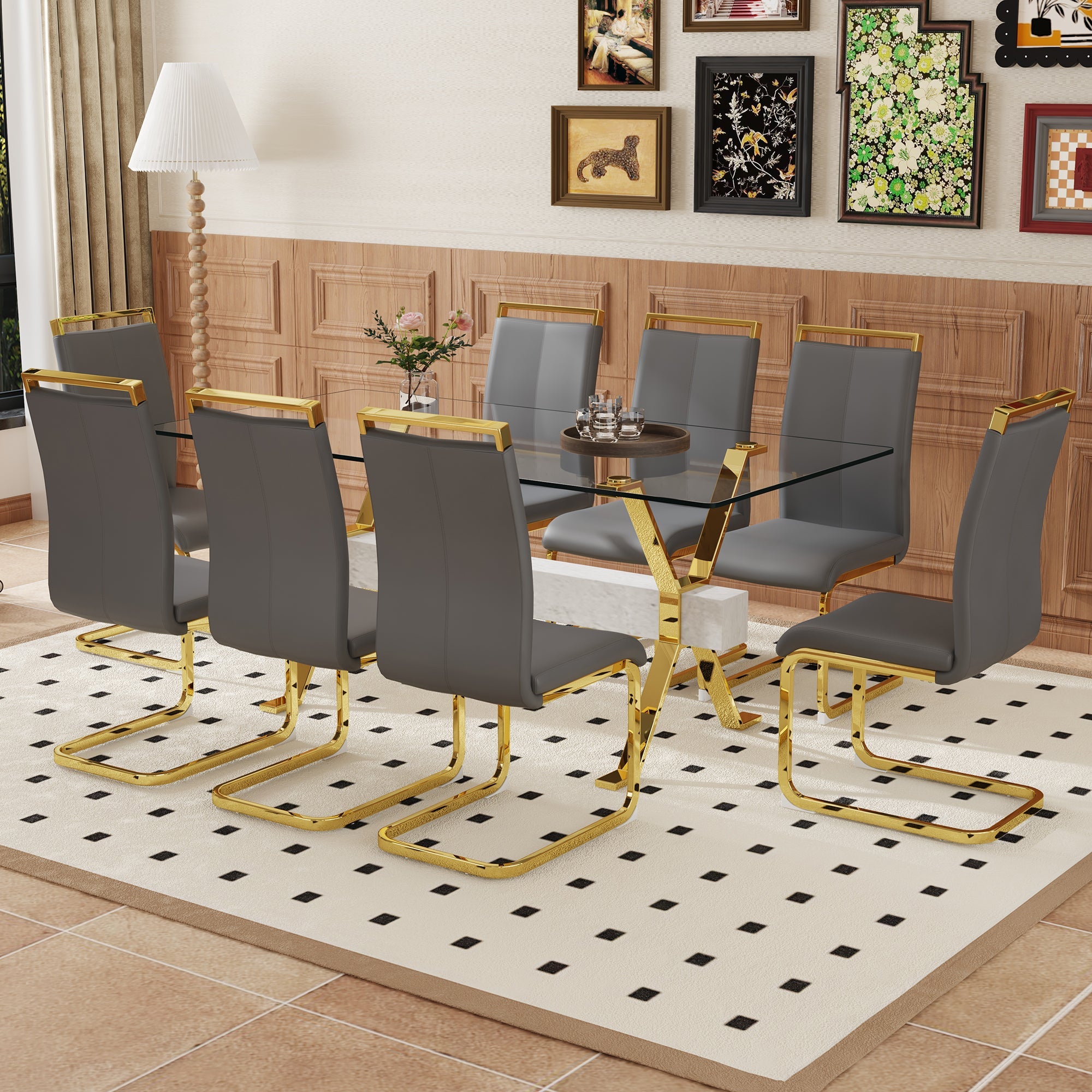 Elegant Transparent Tempered Glass Dining Set