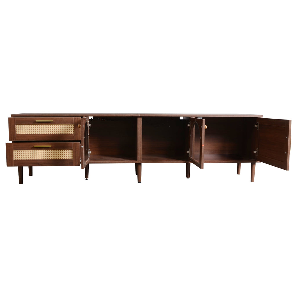 70" Rattan LED Light Entertainment TV Stand
