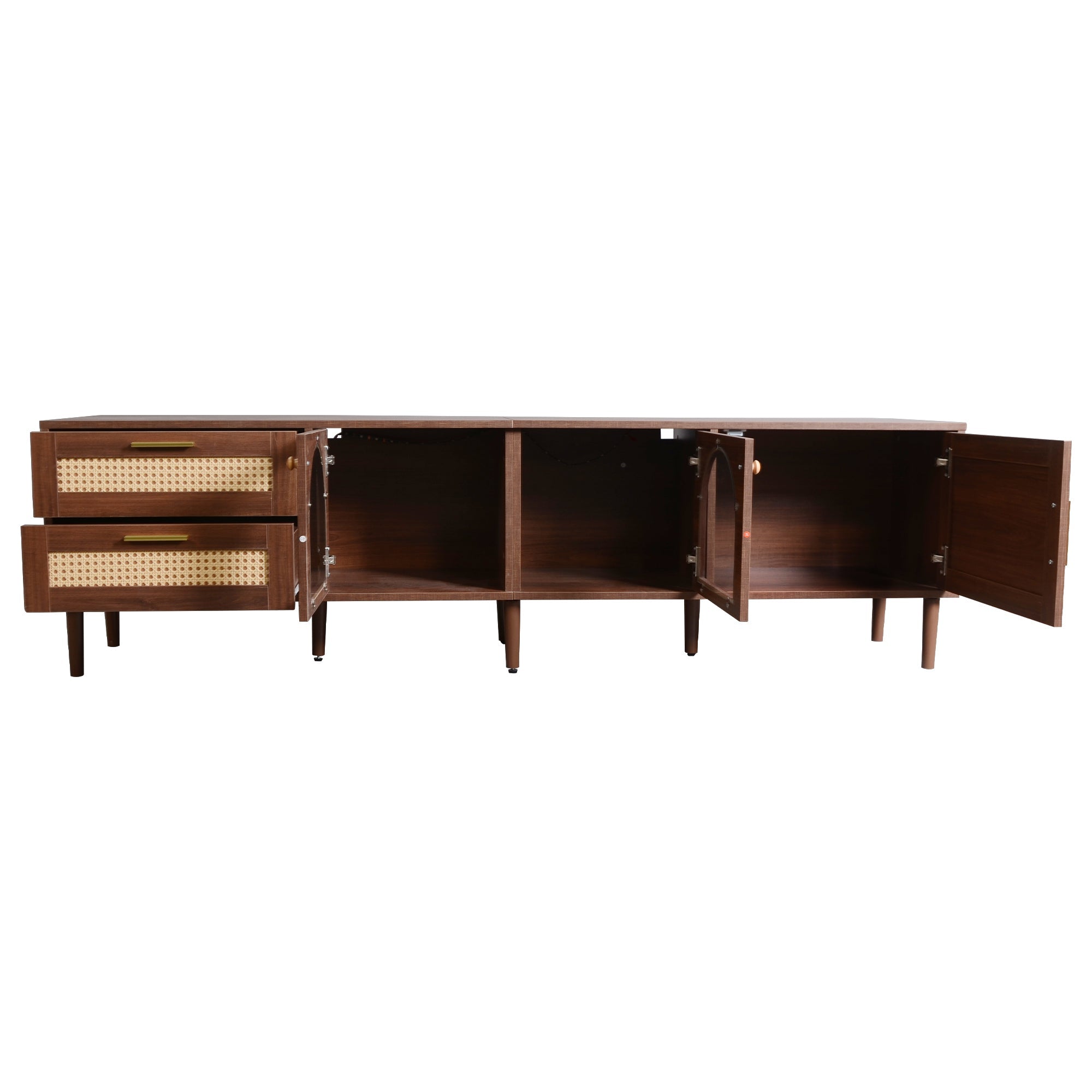 70" Rattan LED Light Entertainment TV Stand