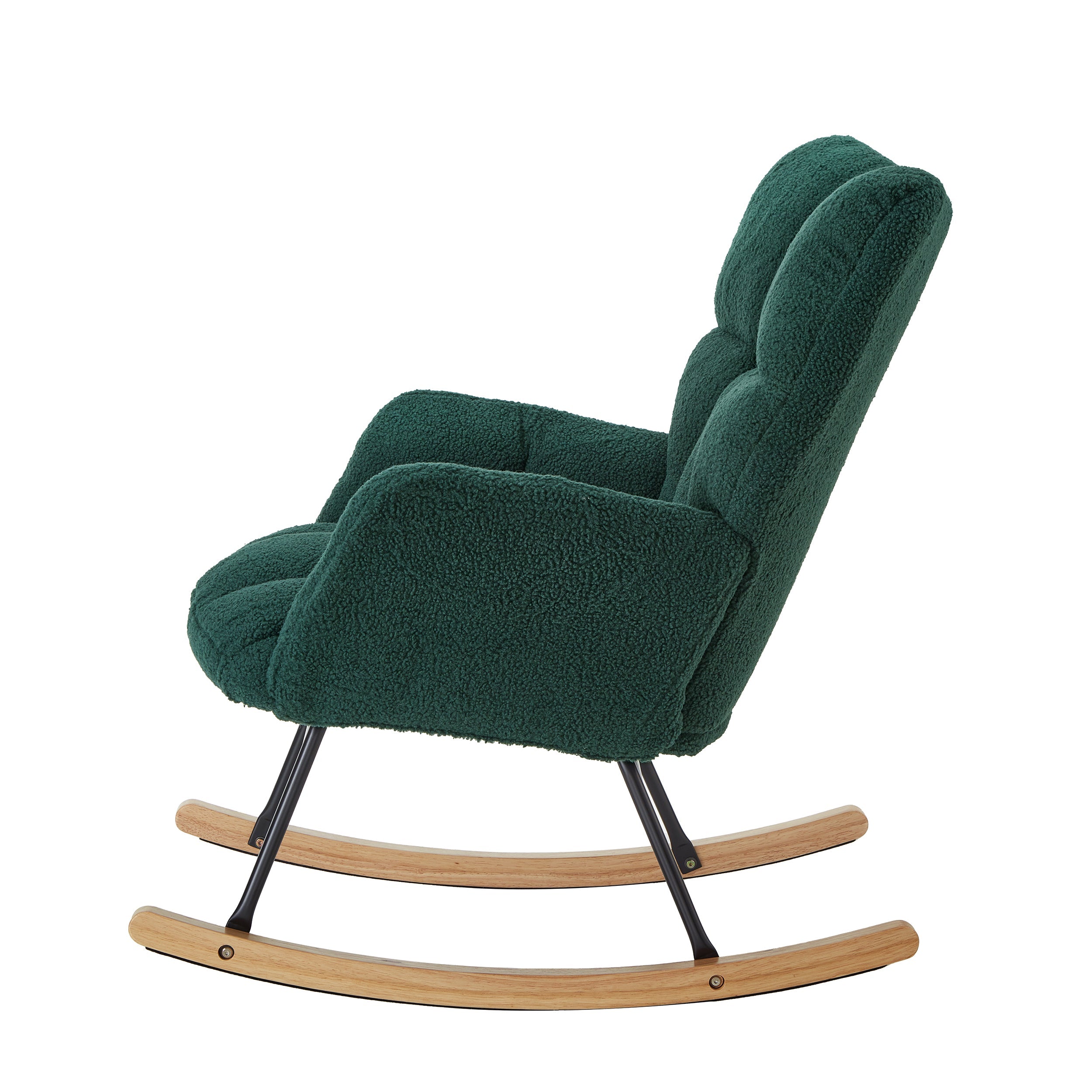 Tufted Upholstered Teddy Fabric Glider Rocking Chair