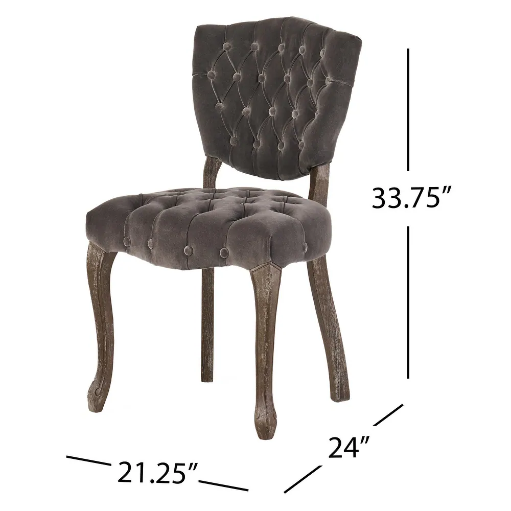 Traditional European Style Tufted Velvet Dining Chairs（Set of 2）