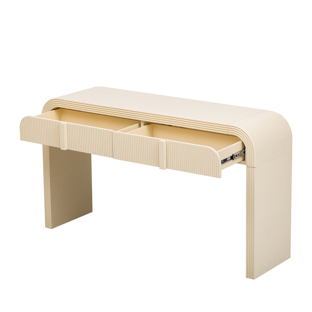 Modern Console Fluted Entryway Table with Rounded Silhouette